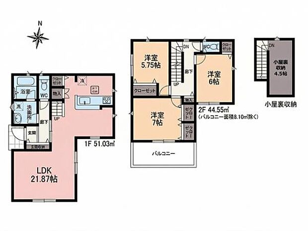 人気のリビング階段と対面式キッチンを組み合わせたLDK21.87帖。家族の声が自然と響く、温かい空間設計です。