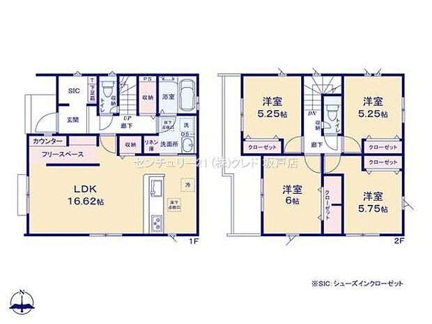 折上天井で開放感あふれる16.62帖のLDK！LDK内にはカウンター付きの2.62帖ワークスペースがあり、お子様のリビング学習にもぴったりです