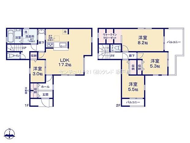 対面式キッチンを配したワンフロアタイプのLDK17.2帖!お料理中でもリビングにいるお子様を見守れる安心設計です。