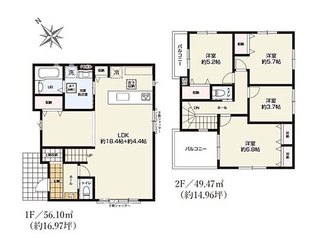 家族団らんの時間を過ごすLDKは、広々22.8帖！間仕切りでLDK18.4帖と洋室4.4帖に分けることも可能です