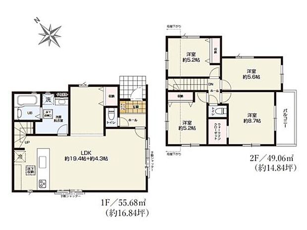 23.7帖のLDKには、人気の対面式キッチン・リビング階段を採用し、「ただいま」「おかえり」が響き渡る、家族の笑顔があふれる空間となっています。