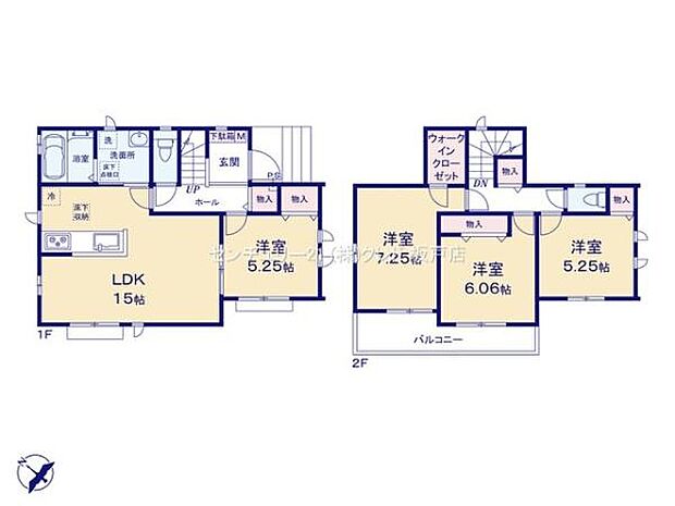 大容量のWICを含む、全室収納付きの4LDK。子育て家族も嬉しいゆとりの住空間を確保できます。角地に佇むB号棟は暖かな陽光や通風の良さを感じられます。