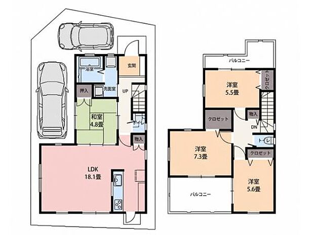 家族の笑顔が集まる18.1帖の広々LDK！対面式キッチン採用で、お料理中もリビングにいるご家族との会話が弾みます。