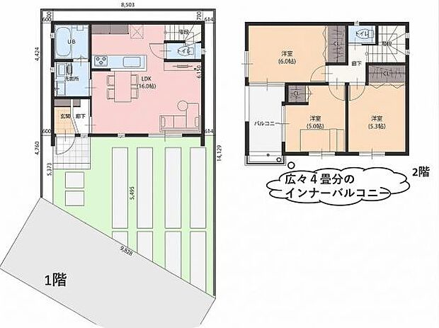 【子育て家族にピッタリ3LDK】陽当り良好なLDK16帖。スムーズな水回り集約設計!東武東上線「東松山」駅徒歩17分、またはバス3分「本町1丁目」停徒歩5分。並列2台駐車可能!