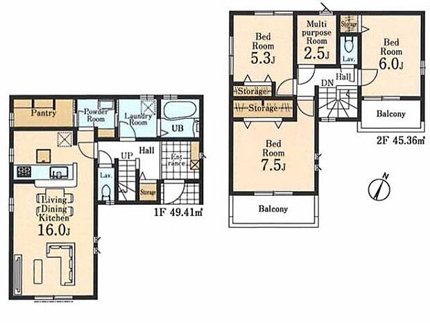南向きで日当たり良好！収納・家事動線・プライバシーに配慮した設計。対面キッチンを配した家族との時間を育むLDK16帖。3面採光で風通しの良い空間です。
