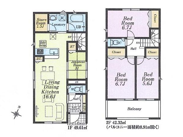 子育て家族にもピッタリな4LDKのプラン。南東向きのワイドバルコニーで暖かな陽射しを室内に取り入れることができます。