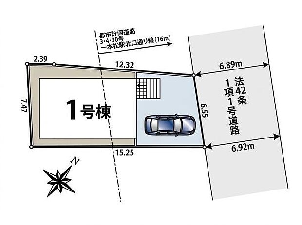 東武越生線「一本松」駅徒歩2分。毎日の通勤・通学の負担をぐっと軽減できる、忙しい方に嬉しい住環境です。駐車場は1台分確保!