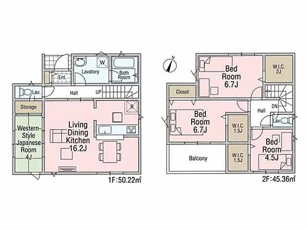 2階の全居室にWICを完備!ご家族の衣類や季節の荷物もスッキリ片付く、収納充実の4LDKです。