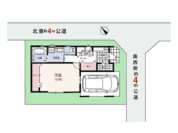 陽当り・通風良好な南東角地。毎日のお買い物に便利なスーパーまで徒歩3分。小学校へも徒歩9分と、お子様の通学も安心の距離です。