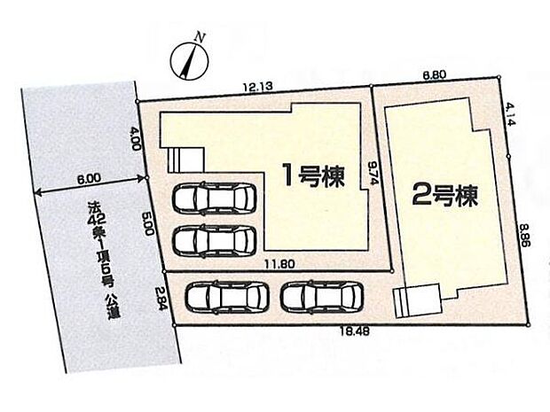前面道路幅6m×駐車2台可。大東西小学校まで徒歩6分、都心部に通勤されているご家族も通いやすい西武新宿線「南大塚駅」から徒歩13分の立地です。