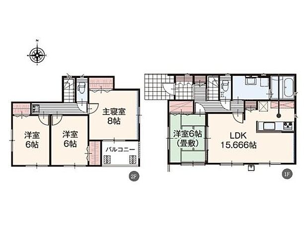 全居室南向きで陽当り良好な4LDK。すべての洋室が6帖以上のゆとりある設計で、家具を置いても快適にお過ごしいただけます。