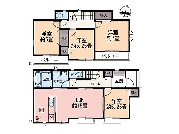 南向きで陽当り良好なLDK15帖。隣接する洋室と合わせると20帖超の広々空間としても活用できます。