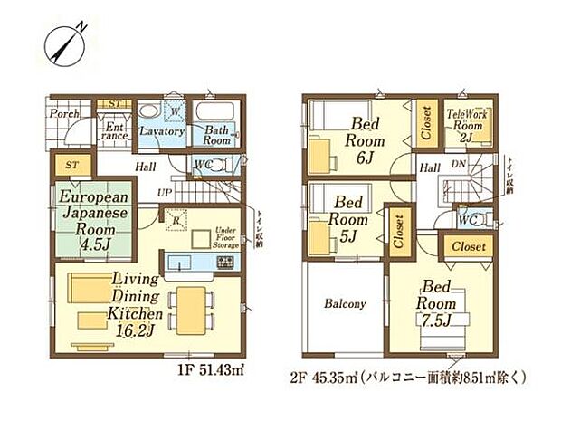 1階に和室を設けた使い勝手の良い4SLDK。客間や寝室、お子様のキッズスペースなど、ライフスタイルに合わせて多彩に活用できる便利な間取りです。