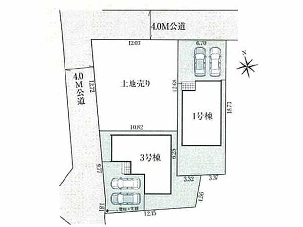 敷地38坪のゆとりある住まい。並列2台駐車可能なカースペース。西武新宿線「南大塚」駅まで徒歩20分。