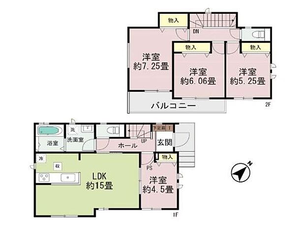 全居室南東向きの明るい4LDK。1階の4.5帖洋室はLDKとつなげて開放的な空間に。お子様の遊び場や客間など多目的に活用できます。