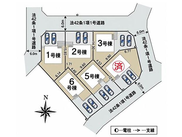 敷地48~51坪!ゆとりある全6棟の新築分譲地。東武越生線「武州唐沢」駅徒歩7分で通勤・通学にも便利!