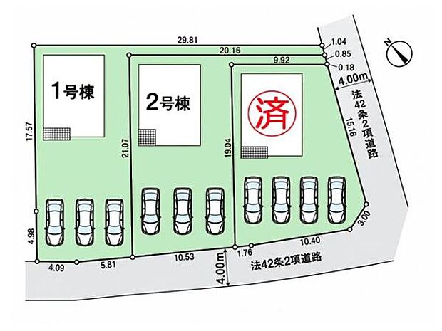 敷地広々65坪以上の全3棟!東武越生線「一本松」駅徒歩18分。「坂戸」駅バス12分・「羽折稲荷神社」停徒歩6分。並列3~4台可能!