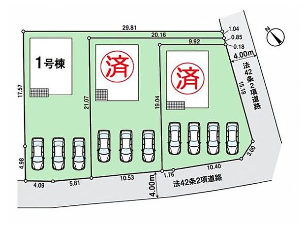 敷地広々65坪以上の全3棟！東武越生線「一本松」駅徒歩18分。「坂戸」駅バス12分・「羽折稲荷神社」停徒歩6分。並列3～4台可能！