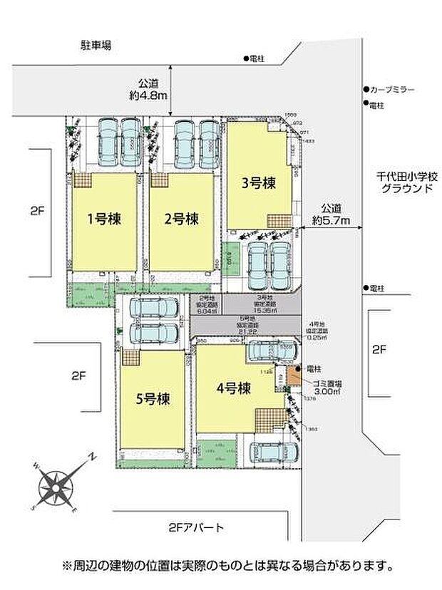 全棟2台駐車可能。耐震等級3+制震ダンパーによる地震への強さ、長期優良住宅・住宅性能表示・BELS取得などの性能面も満足の全5棟の新邸が誕生します。