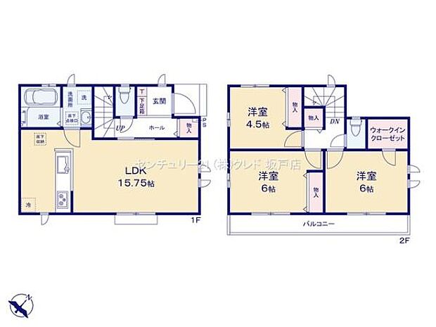 南東向きで陽当り良好な3LDK。洋室6帖にWIC付き!衣類や季節物もすっきり収納できます。家族がゆったり暮らせる充実の間取り。