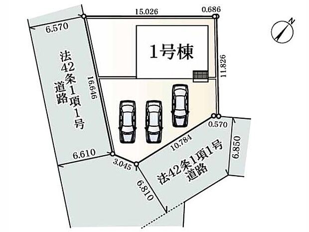 南角地ならではの陽当たりと開放感!お車は3台ゆとりをもって駐車可能です。東武東上線「武蔵嵐山」駅徒歩12分。生活施設が徒歩圏内!