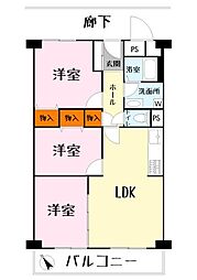 シャルマンコーポ草津 7階3LDKの間取り