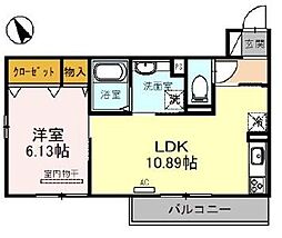 フラン岡 3階1LDKの間取り
