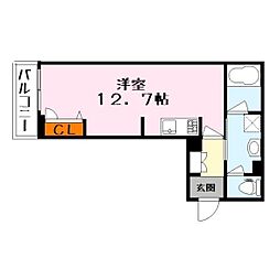 シャーメゾンSUBLIME 3階ワンルームの間取り