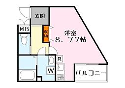 ビエノス野村 ワンルームの間取図画像