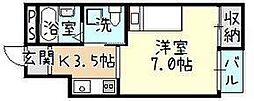 第1ハイツ高樋 1Kの間取図画像