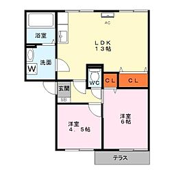 ベルヴェデールIMAI 2LDKの間取図画像