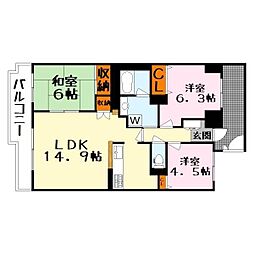 ローレルコート草津 3LDKの間取図画像