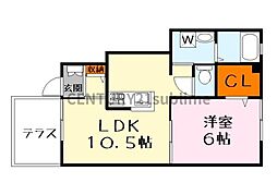 サンガーデン一橋B 1LDKの間取図画像