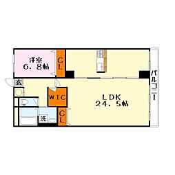 ベルヴィオウミ 1LDKの間取図画像
