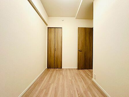 二つの木製扉が並ぶシンプルな洋室の一角