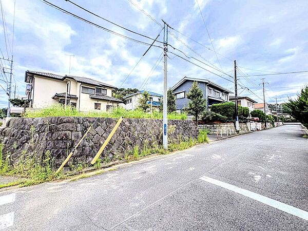 住宅街の道路沿いにある戸建て住宅