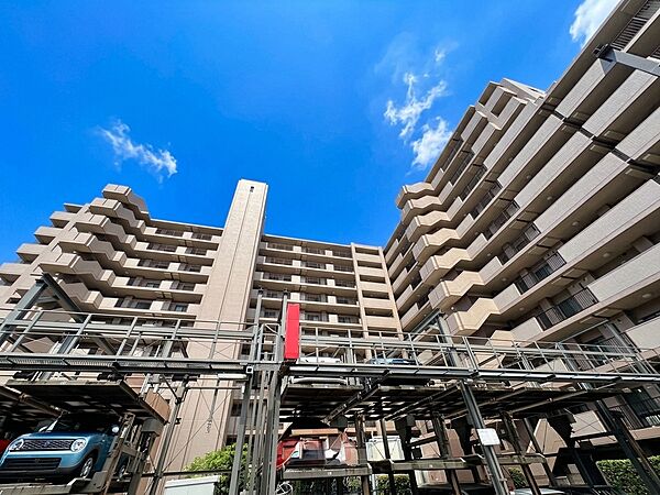 中庭から見た集合住宅の外観
