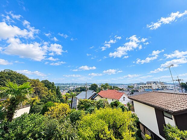 緑豊かな周辺と住宅街を望む眺望