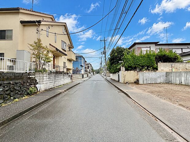 住宅街の道路と周辺の戸建て