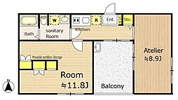 LEGALANDEKODA 2階2Kの間取り
