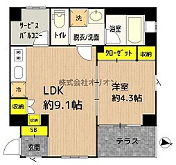 ベルメゾン鷺宮 1LDKの間取図画像