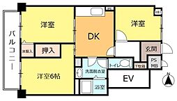 キャッスルマンション川越C号館 3DKの間取図画像