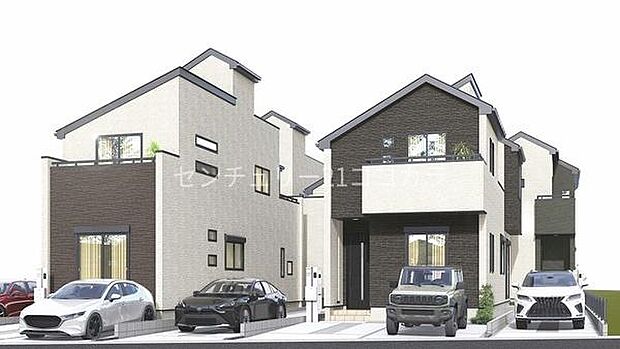 全体　外観完成予想パース（外観の完成予想図です。周辺画像はイメージで実際のものとは異なります。）