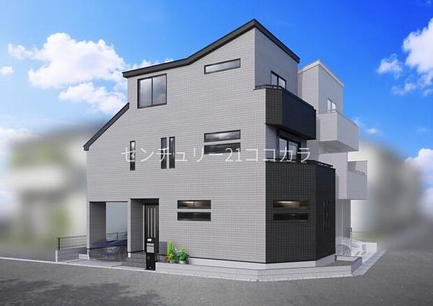 外観完成予想パース(外観の完成予想図です。周辺画像はイメージで実際のものとは異なります。)