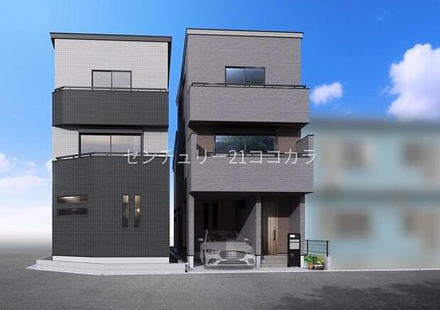 外観完成予想パース(外観の完成予想図です。周辺画像はイメージで実際のものとは異なります。)
