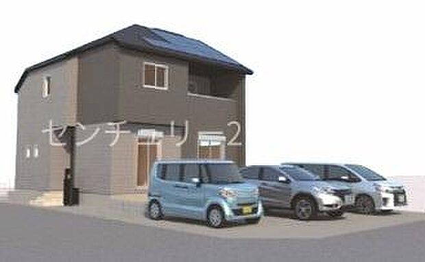 外観完成予想パース(外観の完成予想図です。周辺画像はイメージで実際のものとは異なります。)