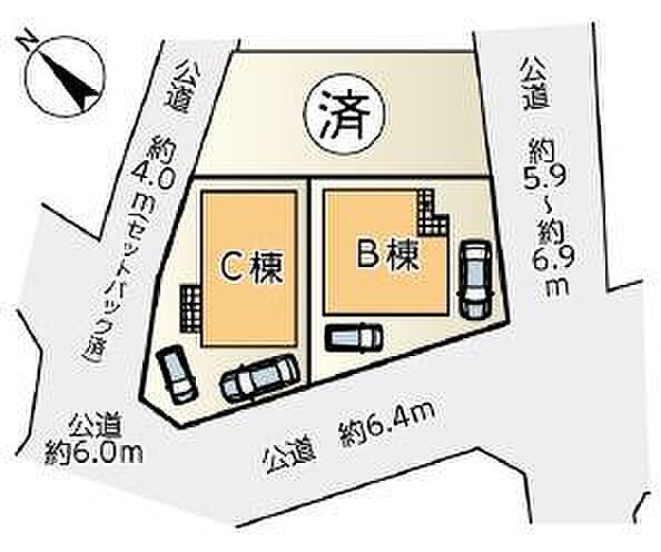 両区画共南道路の日当たりの良い区画です。カースペースもあり、生活しやすい区画です。