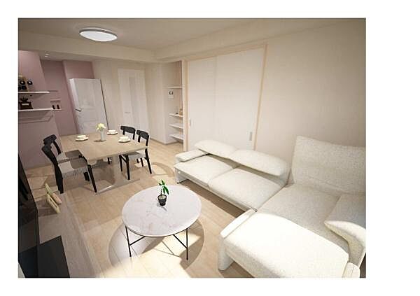 本画像はＡＩによる家具配置イメージです。画像内の家具は架空のデザインであり、実在の製品とは異なります。また、家具等は販売価格に含まれません。あらかじめご了承ください。