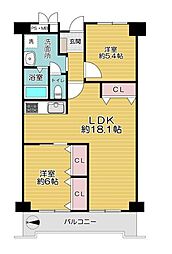 守口ニューハイツ 2LDKの間取り