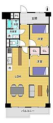 高殿コーポ東棟 2LDKの間取図画像